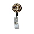 Carolines Treasures Letter J Chevron Navy Blue and Gold Retractable Badge Reel CJ1057-JBR